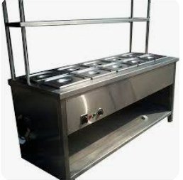 Stainless Steel Bain Marie Counter with 8 wells + Temperature Control 