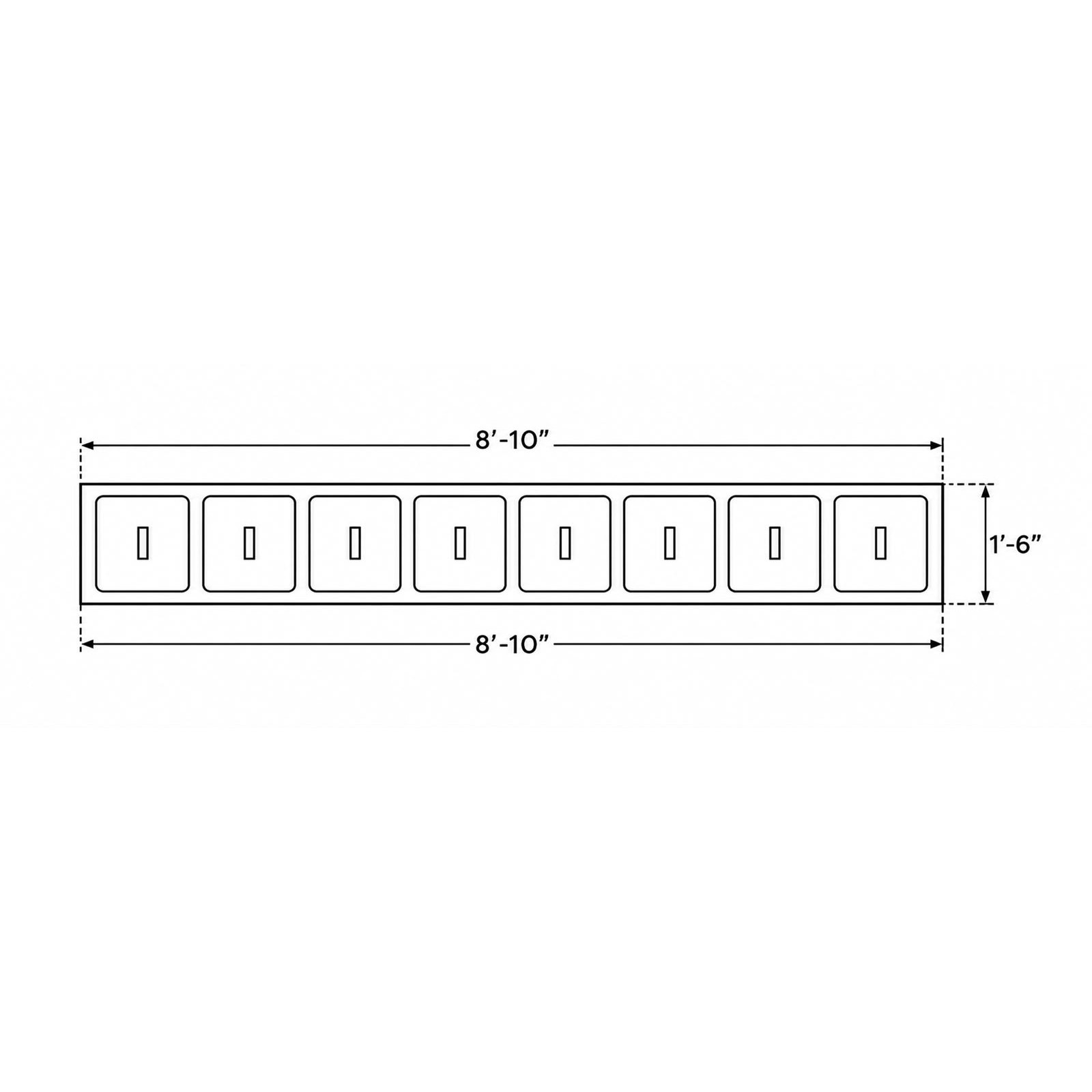 Stainless Steel Bain Marie Counter with 8 wells + Temperature Control 